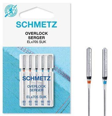 Иглы Schmetz Overlock ELX705 SUK CF Ассорти № 80(2 шт), 90(3 шт) 1453 фото